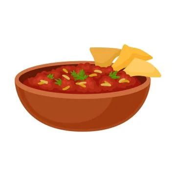 Beans and Nachos Chips. Vector illustration on white background. Stock Illustration