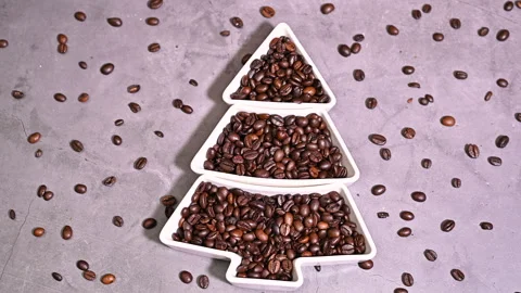 Beans Arranged in a Christmas Tree-Shaped Plate Stock Footage 255341780