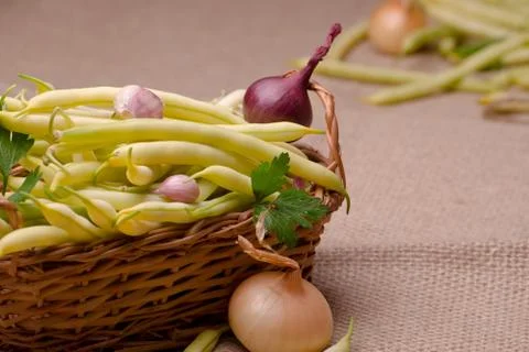 Beans in basket Stock Photos