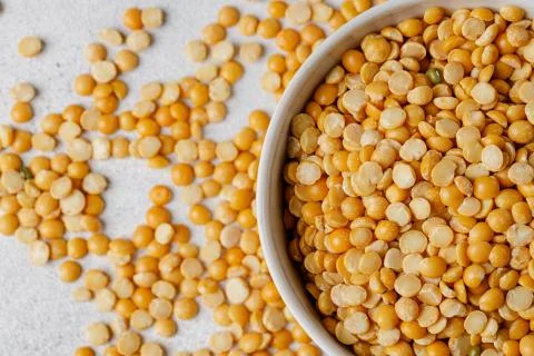 Beans in bowl on the table, close up. Stock Photos