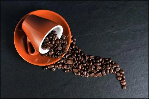 Beans-coffee-cup Stock Photos
