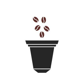 Beans fall in coffee capsule icon Stock Illustration