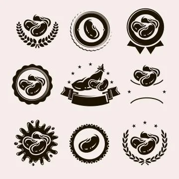 Beans labels and elements set. Collection icon beans. Vector Stock Illustration