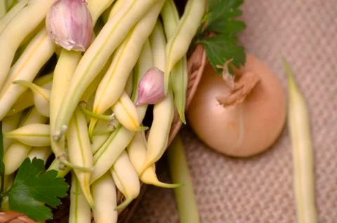 Beans with onion Stock Photos