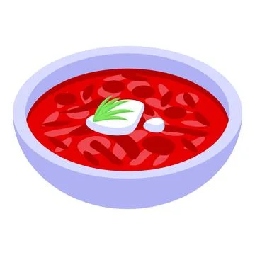 Beans red borsch icon isometric vector. Vegetable food Stock Illustration