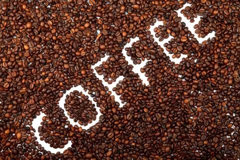Beans roasted coffee. Close-up 库存照片