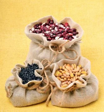 Beans in the sacks Stock Photos