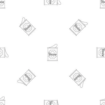 Beans tin can pattern seamless Stock Illustration