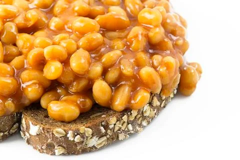 Beans on toast. Stock Photos