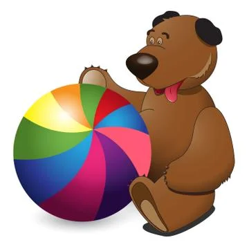 Bear and ball Stock Illustration