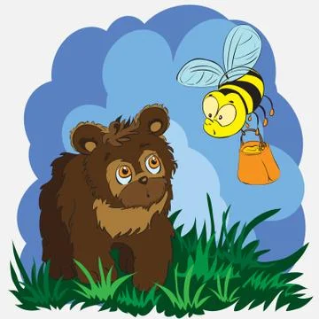 Bear and bee Stock Illustration