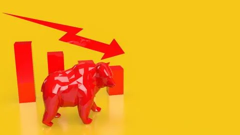 The Bear and Business chart 3d rendering Illustrazione stock