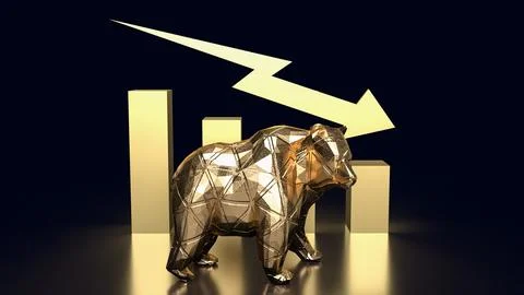 The Bear and Business chart 3d rendering Illustrazione stock