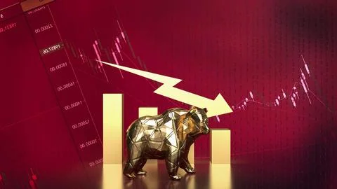The Bear and Business chart 3d rendering Illustrazione stock