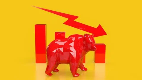 The Bear and Business chart 3d rendering Illustrazione stock