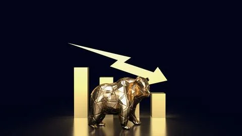 The Bear and Business chart 3d rendering Illustrazione stock