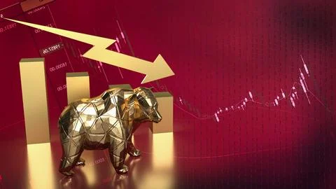 The Bear and Business chart 3d rendering Stock Illustration