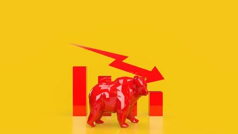 The Bear and Business chart 3d rendering Illustrazione stock