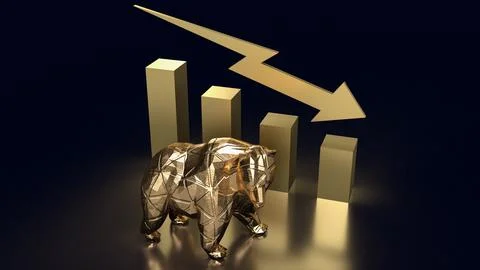 The Bear and Business chart 3d rendering Illustrazione stock