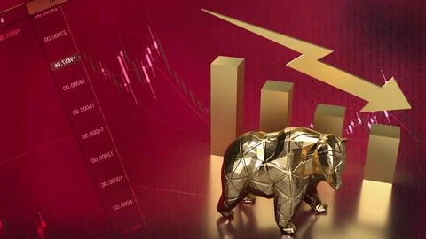 The Bear and Business chart 3d rendering Illustrazione stock