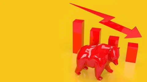 The Bear and Business chart 3d rendering Illustrazione stock