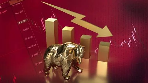 The Bear and Business chart 3d rendering Illustrazione stock