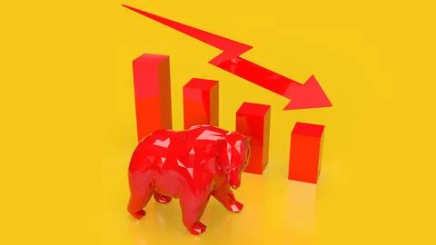 The Bear and Business chart 3d rendering Illustrazione stock