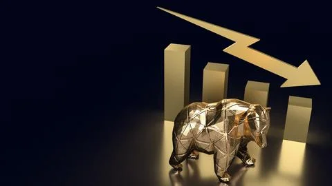 The Bear and Business chart 3d rendering Illustrazione stock