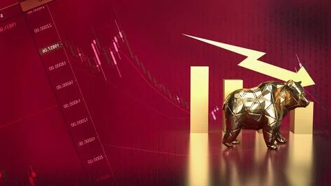 The Bear and Business chart 3d rendering Illustrazione stock