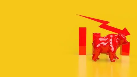 The Bear and Business chart 3d rendering Illustrazione stock