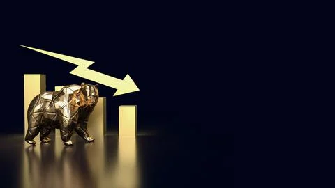 The Bear and Business chart 3d rendering Illustrazione stock