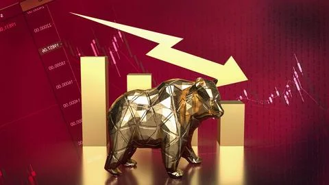 The Bear and Business chart 3d rendering Illustrazione stock