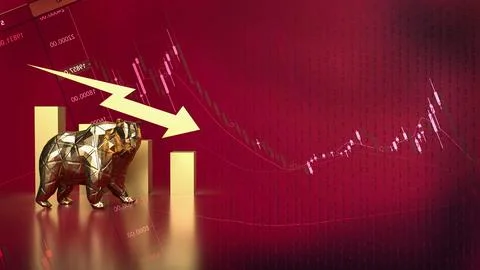 The Bear and Business chart 3d rendering Illustrazione stock
