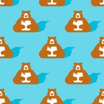 Bear and honey pattern seamless. Vector background Stock Illustration