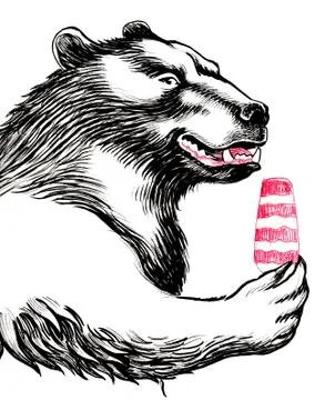 Bear and ice cream Illustrazione stock