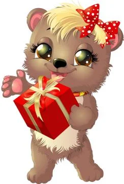 Bear and podarok2 Stock Illustration