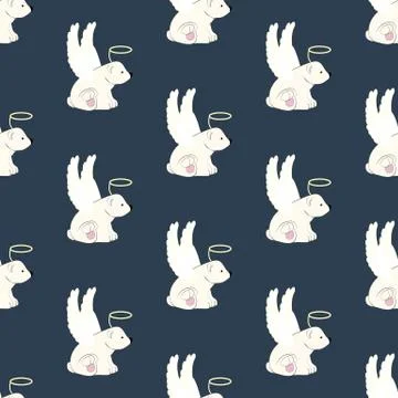 Bear in angel costume seamless pattern Stock Illustration