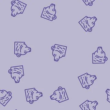 Bear animal line vector seamless pattern Stock Illustration