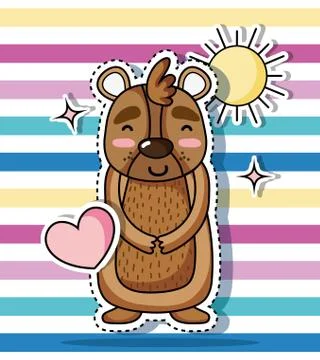 Bear animal patch sticker design 스톡 일러스트