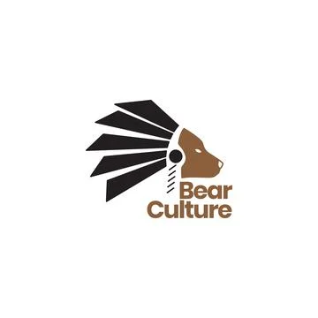 Bear with apache tribe culture logo design Stockillustratie