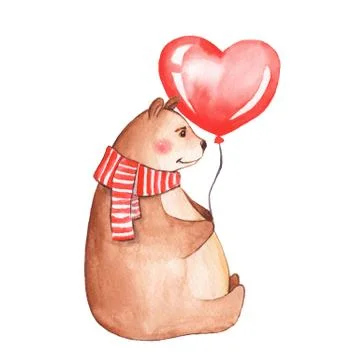 Bear with balloon Stock Illustration