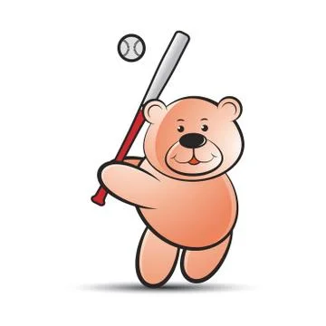 Bear with baseball bat Stock Illustration