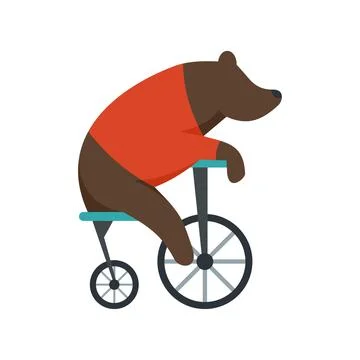 Bear on bicycle icon flat isolated vector イラスト素材