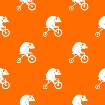 Bear on a bike pattern seamless Stock Illustration
