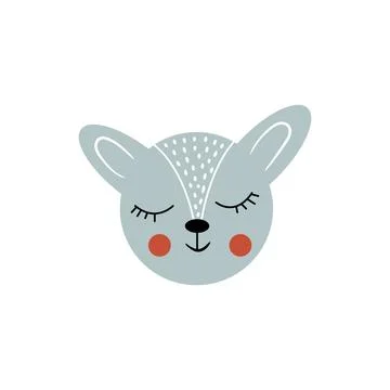Bear black and white illustration with white floral elements. Cute cartoon Stock Illustration
