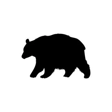 Bear black silhouette vector illustration isolated on white background. Stock Illustration