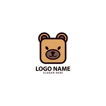 Bear box flat style logo design vector Stock Illustration