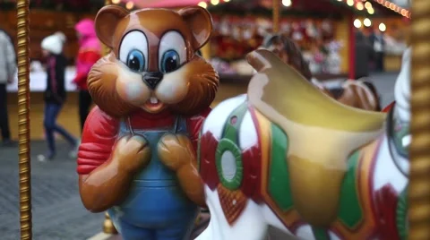 Bear carousel in Christmas Fair Stockbeeldmateriaal 55088724