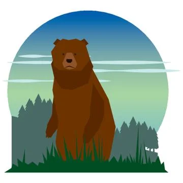Bear Cartoon Standing Stock Illustration