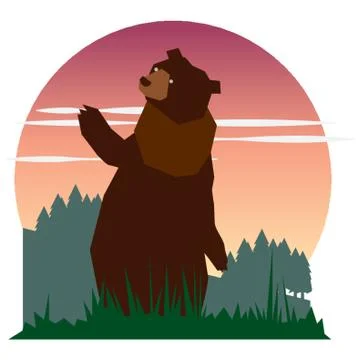 Bear Cartoon Standing While Waving Its Paw Stock Illustration
